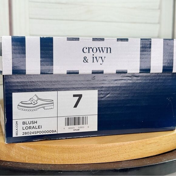 Crown & Ivy Loralei Pearl Embellished Lug Sole Mule Loafers Blush‎ Pink 7 - Picture 11 of 12